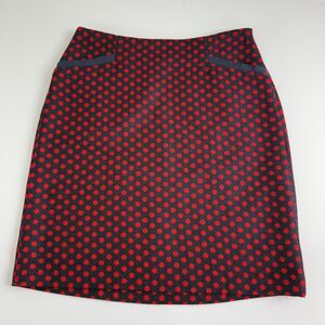 Talbots Petites Women's Polka Dot Wool Blend Skirt Navy Blue Red Lined Size 2P